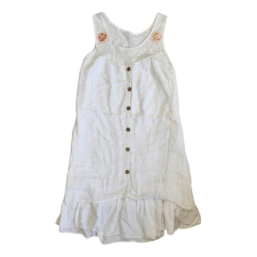 Euro Boho Sequin White Midi Dress - Size Large
